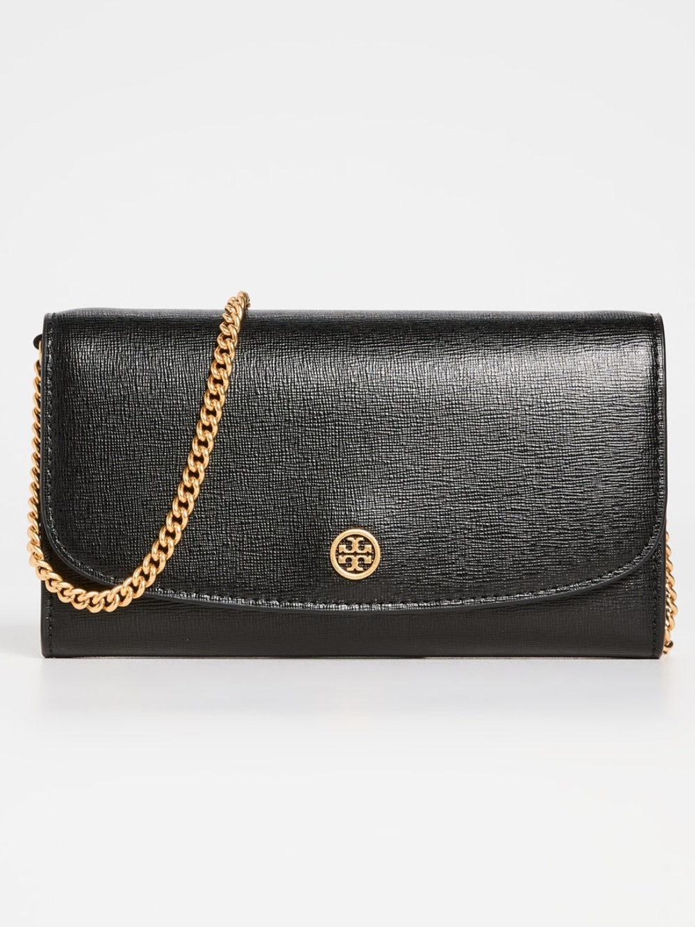 Tory Burch Black Leather Crossbody with Gold Chain